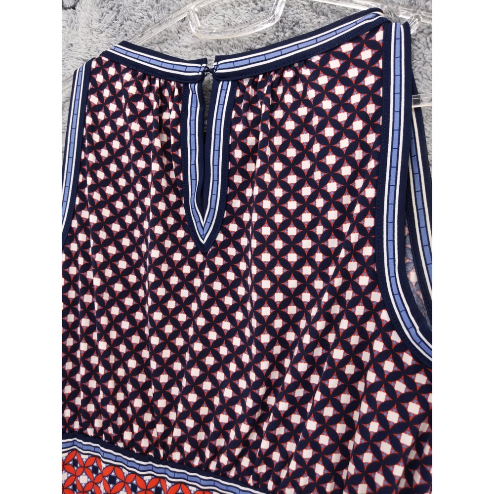 Max Studio XS Maxi Dress Sleeveless Red Blue Geometric Print Stretch Jersey - Picture 9 of 9